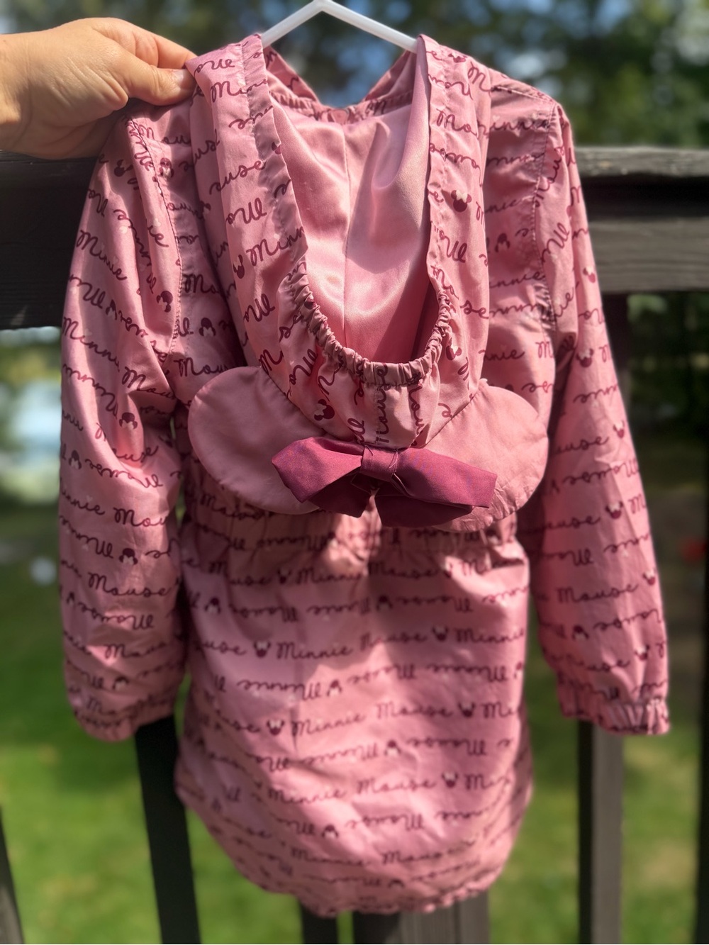 Disney Pink Minnie Mouse Ear-Hooded Windbreaker Raincoat